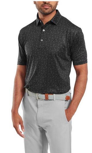 FootJoy Painted Floral Lisle heren polo, zwart