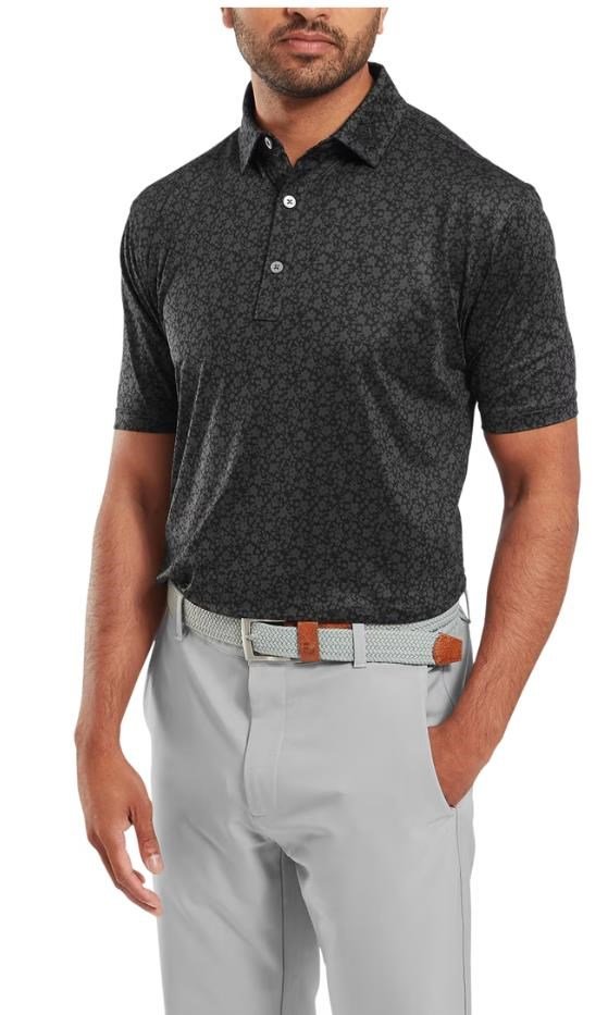 FootJoy Painted Floral Lisle heren polo, zwart