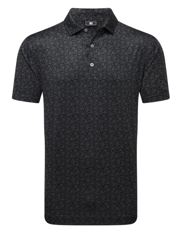 FootJoy Painted Floral Lisle heren polo, zwart
