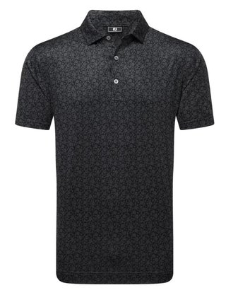 FootJoy Painted Floral Lisle heren polo, zwart