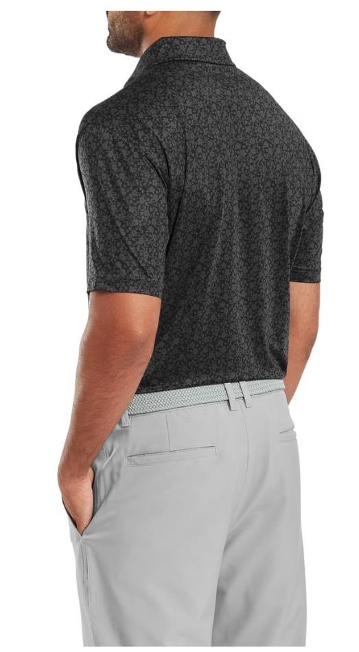 FootJoy Painted Floral Lisle heren polo, zwart