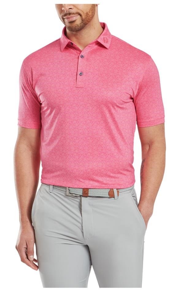 FootJoy Painted Floral Lisle heren polo, pink lemonade