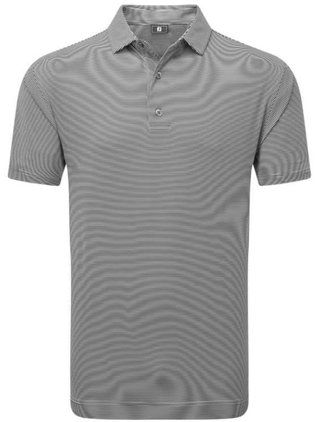FootJoy Micro Feeder Stripe Lisle heren polo, zwart/wit