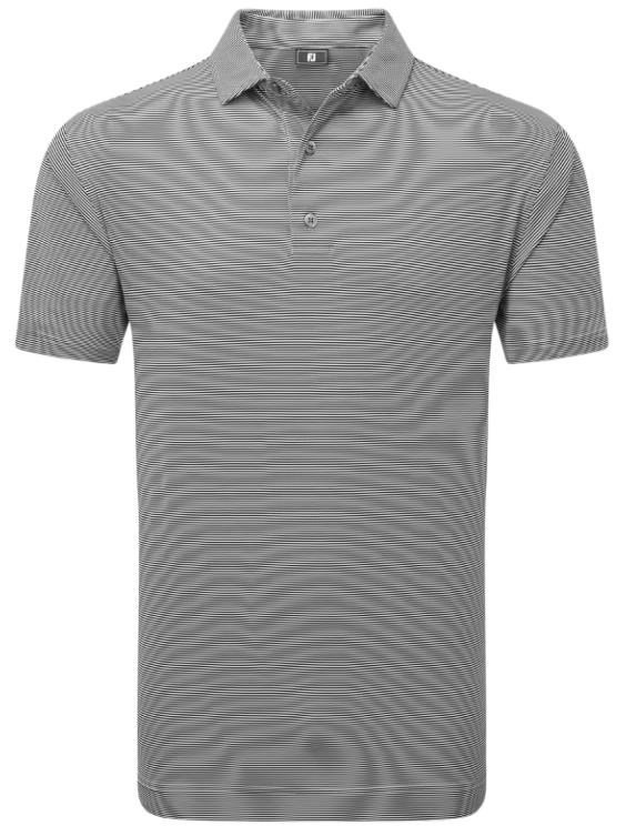 FootJoy Micro Feeder Stripe Lisle heren polo, zwart/wit