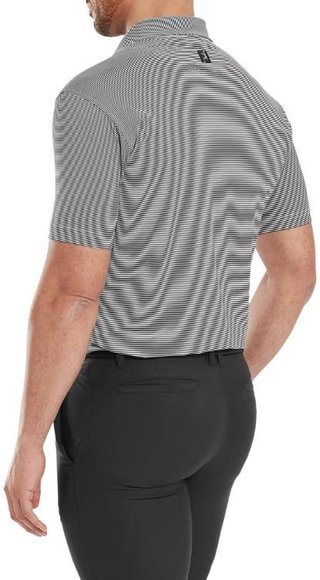 FootJoy Micro Feeder Stripe Lisle heren polo, zwart/wit