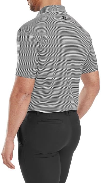 FootJoy Micro Feeder Stripe Lisle heren polo, zwart/wit
