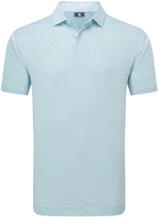 FootJoy Micro Feeder Stripe Lisle heren polo, lichtblauw/wit