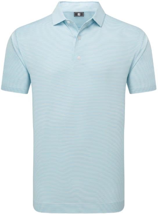 FootJoy Micro Feeder Stripe Lisle heren polo, lichtblauw/wit