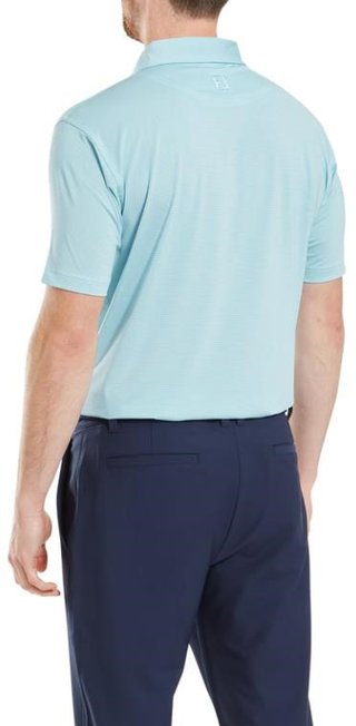 FootJoy Micro Feeder Stripe Lisle heren polo, lichtblauw/wit
