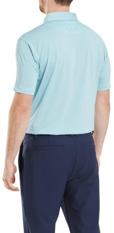 FootJoy Micro Feeder Stripe Lisle heren polo, lichtblauw/wit