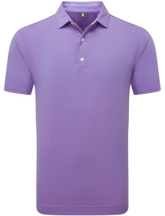 FootJoy Micro Feeder Stripe Lisle heren polo, marine/pink