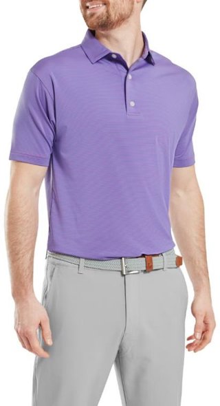 FootJoy Micro Feeder Stripe Lisle heren polo, marine/pink