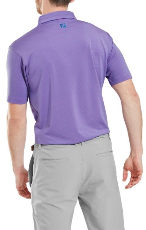 FootJoy Micro Feeder Stripe Lisle heren polo, marine/pink