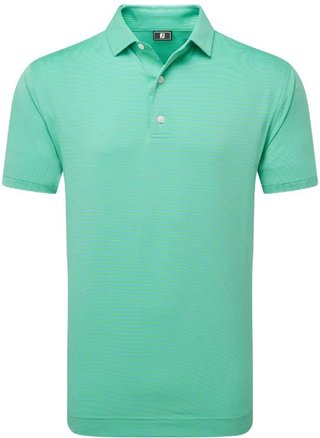 FootJoy Micro Feeder Stripe Lisle heren polo, lagoon/mint