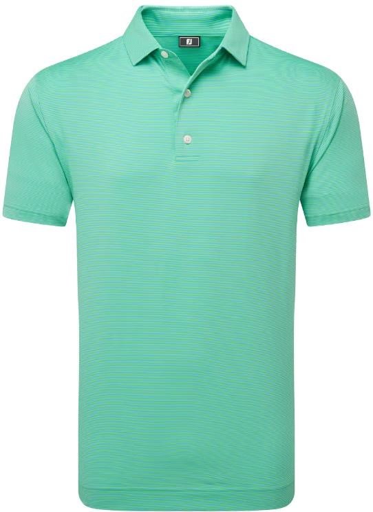 FootJoy Micro Feeder Stripe Lisle heren polo, lagoon/mint