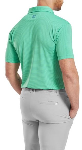 FootJoy Micro Feeder Stripe Lisle heren polo, lagoon/mint