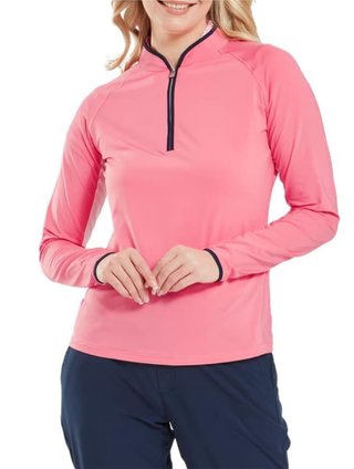 FootJoy 1/4-Zip LS Sun Protection dames shirt, pink lemonade