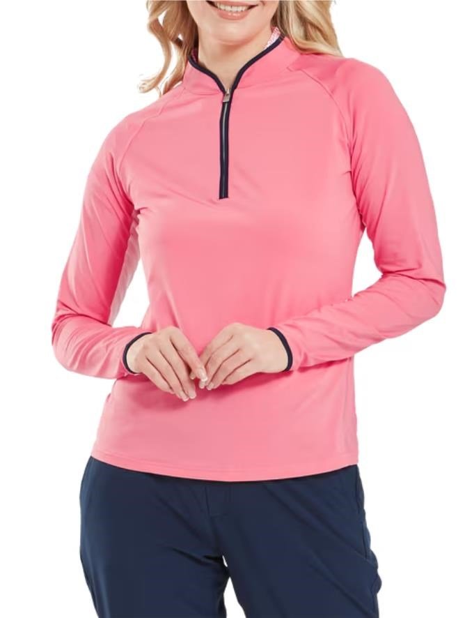 FootJoy 1/4-Zip LS Sun Protection dames shirt, pink lemonade