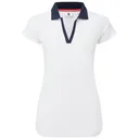 FootJoy Cap Sleeve Print Trim Lisle dames polo, wit/navy