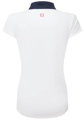 FootJoy Cap Sleeve Print Trim Lisle dames polo, wit/navy