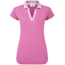 FootJoy Cap Sleeve Print Trim Lisle dames polo, berry/berry