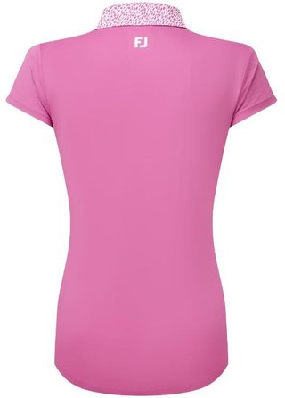 FootJoy Cap Sleeve Print Trim Lisle dames polo, berry/berry