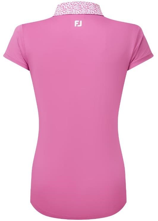 FootJoy Cap Sleeve Print Trim Lisle dames polo, berry/berry