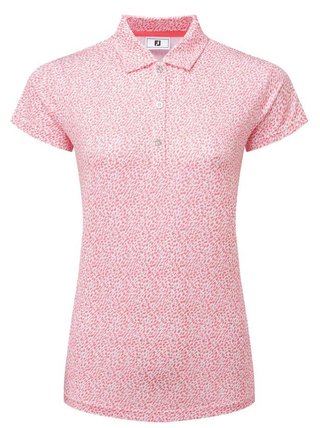 FootJoy Animal Print Cap Sleeve dames polo, pink lemonade