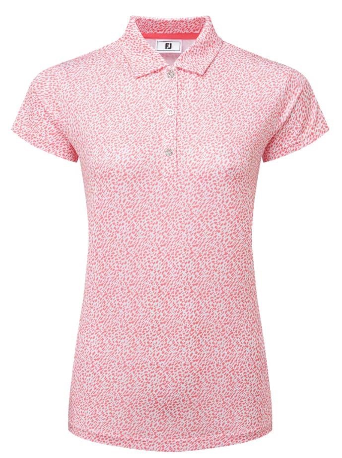 FootJoy Animal Print Cap Sleeve dames polo, pink lemonade