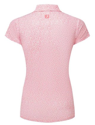 FootJoy Animal Print Cap Sleeve dames polo, pink lemonade