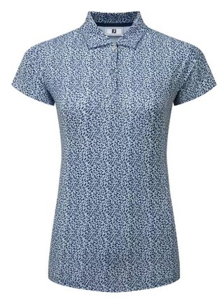 FootJoy Animal Print Cap Sleeve dames polo, skyway/white/navy