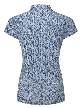 FootJoy Animal Print Cap Sleeve dames polo, skyway/white/navy