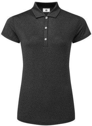FootJoy Animal Print Cap Sleeve Lisle dames polo, zwart