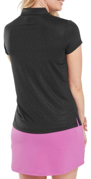 FootJoy Animal Print Cap Sleeve Lisle dames polo, zwart