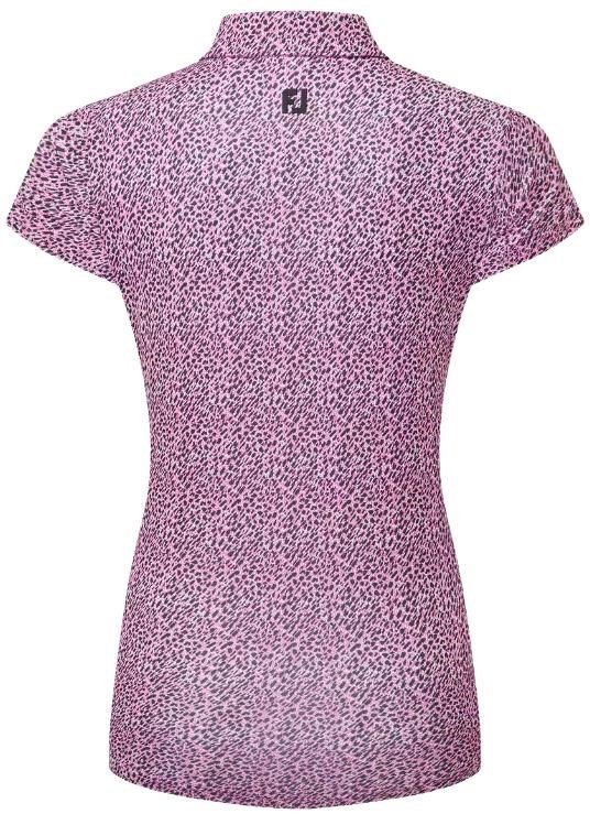 FootJoy Animal Print Cap Sleeve dames polo, white/berry/black