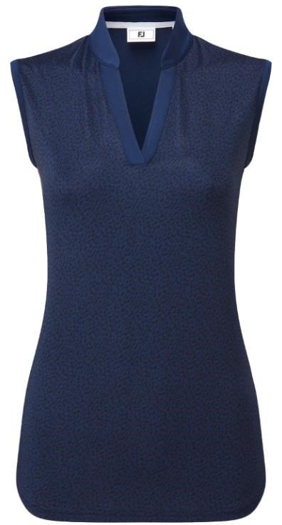 FootJoy Animal Print Sleeveless Lisle dames polo, navy
