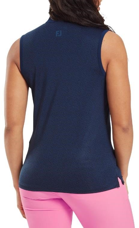 FootJoy Animal Print Sleeveless Lisle dames polo, navy