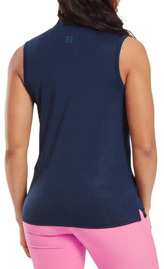 FootJoy Animal Print Sleeveless Lisle dames polo, navy