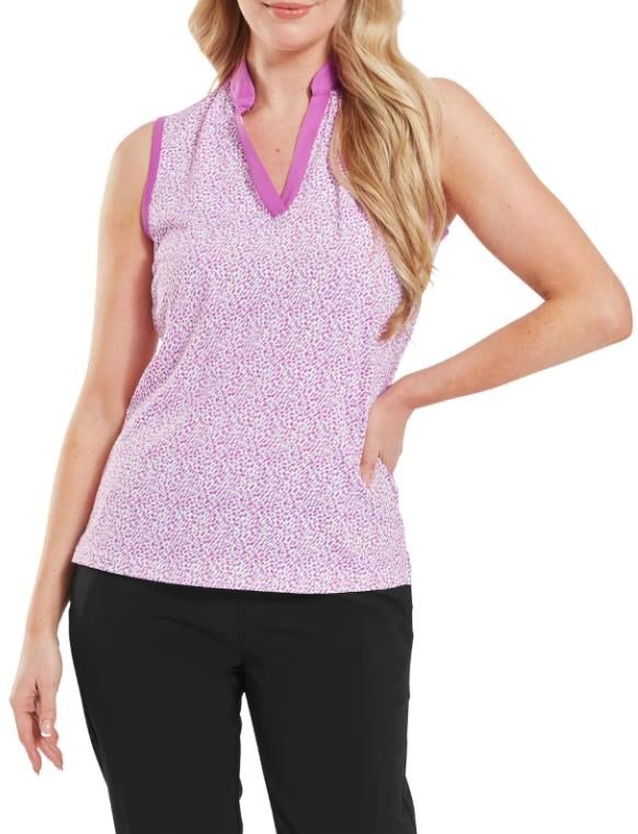 FootJoy Animal Print Sleeveless dames polo, berry