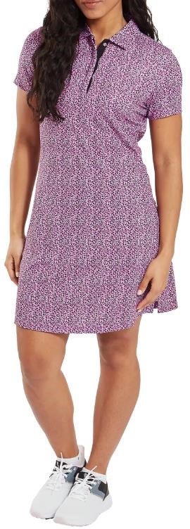 FootJoy Animal Print dames jurk, wit/berry/zwart