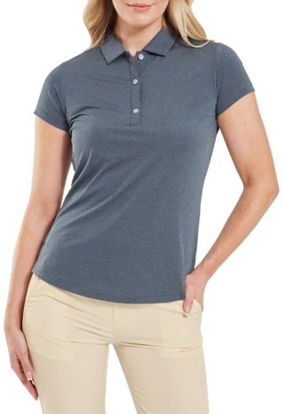 FootJoy Cap Sleeve Lisle dames polo, heather navy