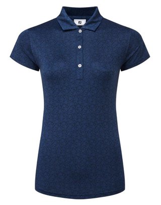 FootJoy Painted Floral Cap Sleeve Lisle dames polo, navy
