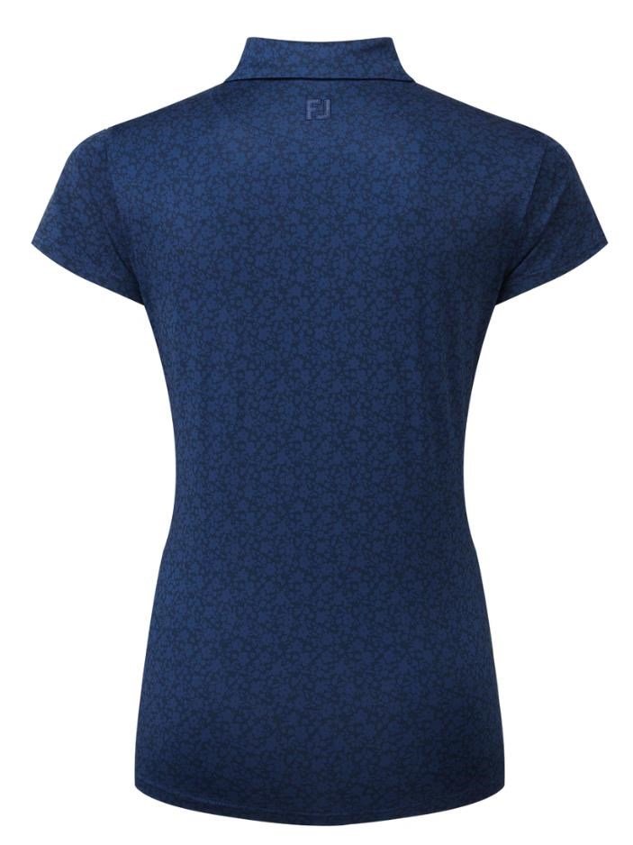 FootJoy Painted Floral Cap Sleeve Lisle dames polo, navy