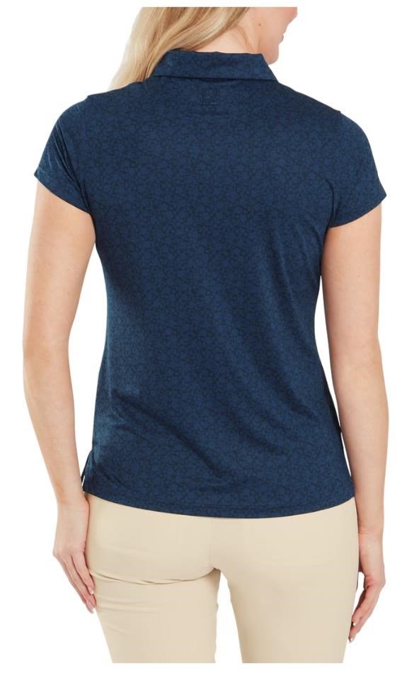 FootJoy Painted Floral Cap Sleeve Lisle dames polo, navy