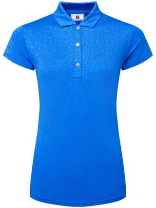 FootJoy Painted Floral Cap Sleeve Lisle dames polo, cobalt