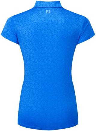 FootJoy Painted Floral Cap Sleeve Lisle dames polo, cobalt