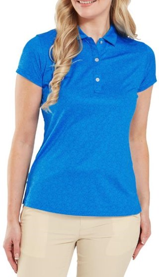 FootJoy Painted Floral Cap Sleeve Lisle dames polo, cobalt