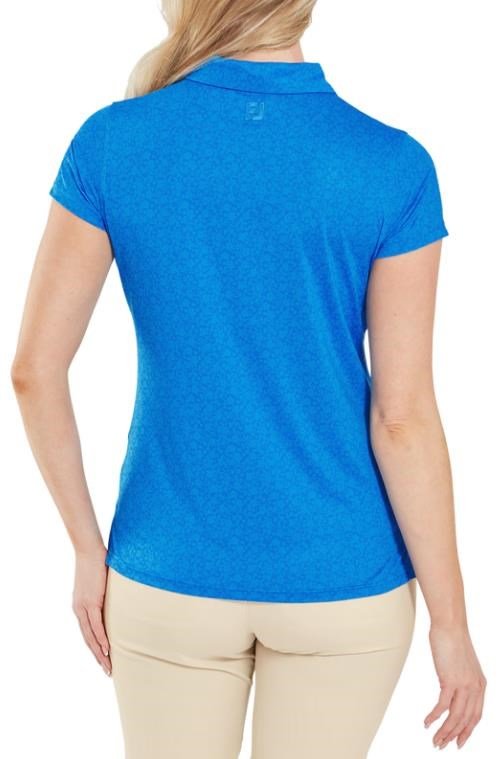 FootJoy Painted Floral Cap Sleeve Lisle dames polo, cobalt