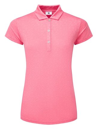 FootJoy Painted Floral Cap Sleeve Lisle dames polo, pink lemonade