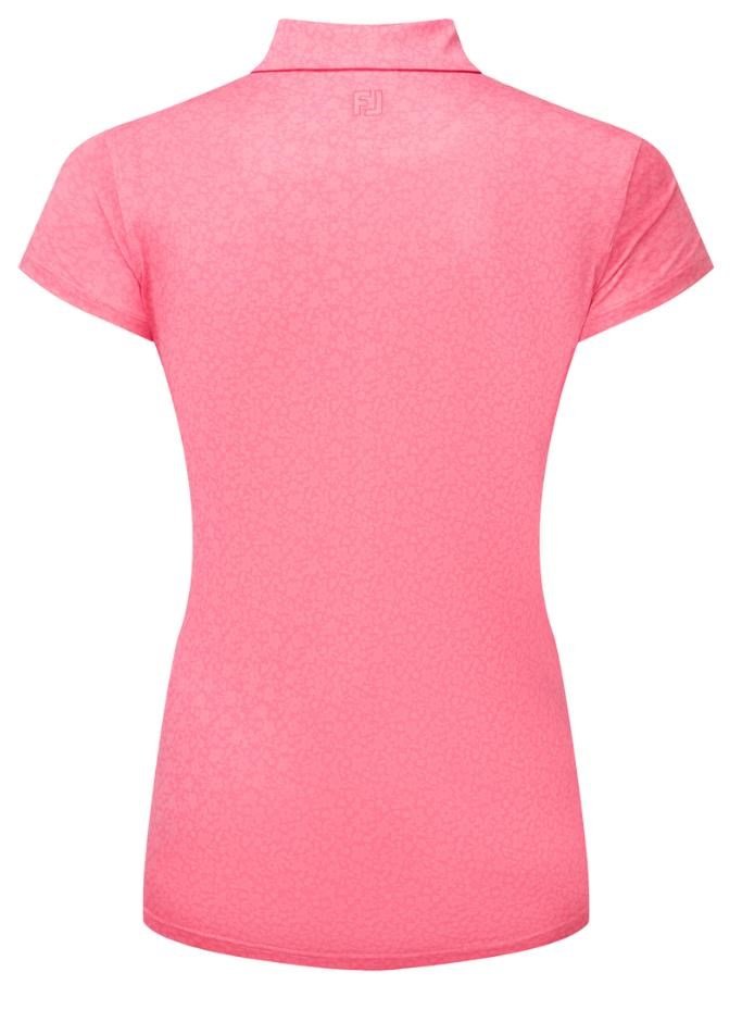 FootJoy Painted Floral Cap Sleeve Lisle dames polo, pink lemonade